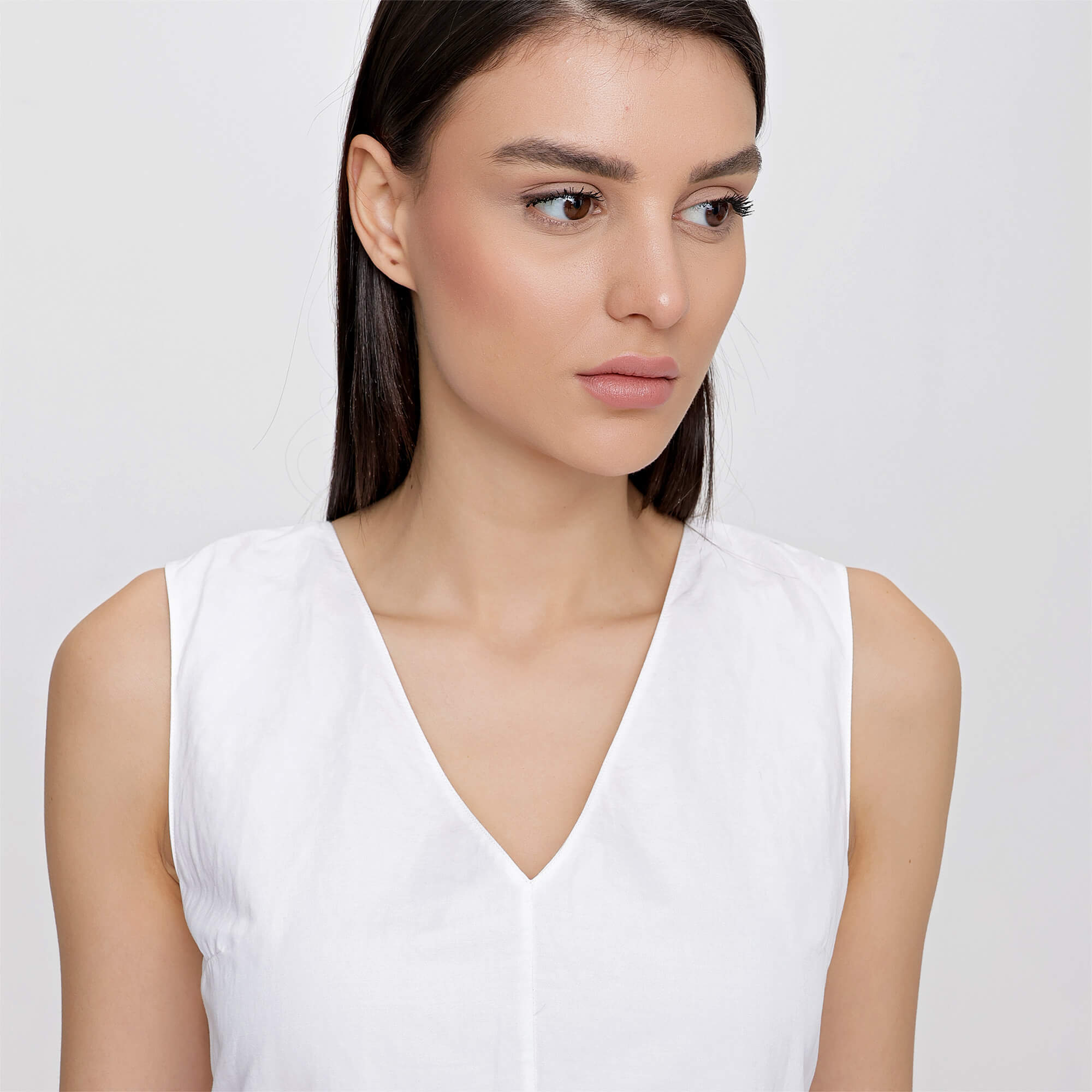 Marni - White V neck Sleeveless Dress